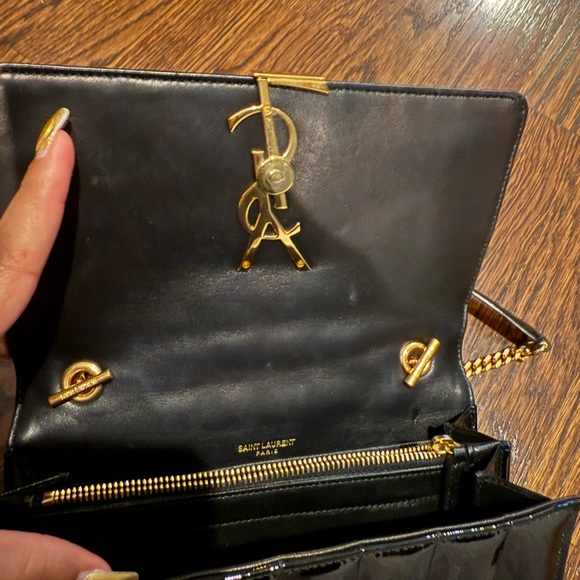Yves Saint Laurent Black and Gold Vicky Crossbody Bag - Picture 4 of 6